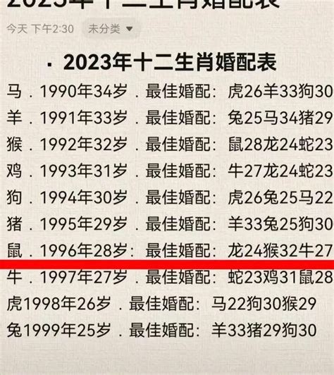 1996年生肖幾歲